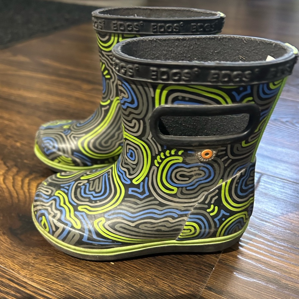 BOGS Kids Skipper Waterproof Rainboots - Green and Blue